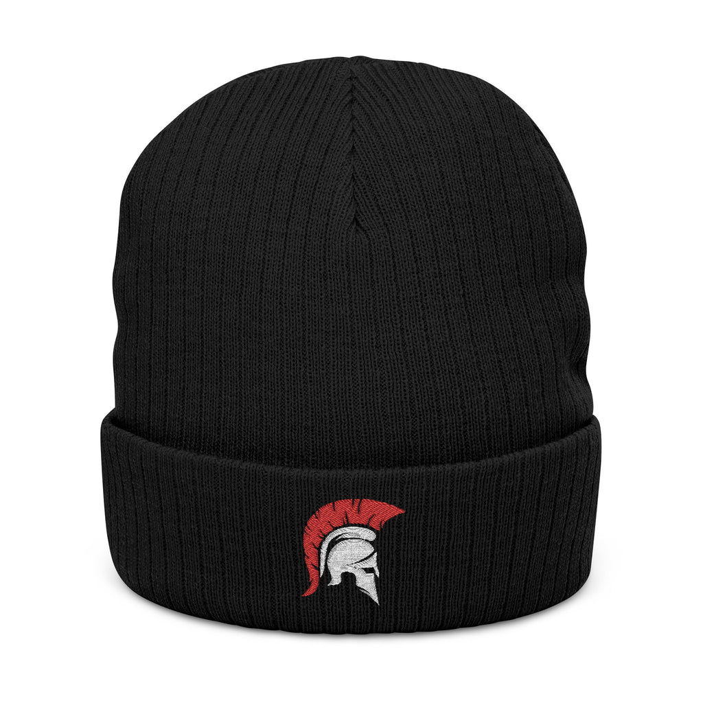 Embroidered Spartan Helmet Ribbed Beanie